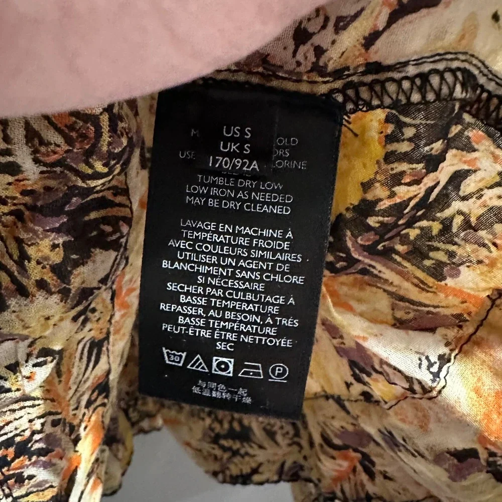 We The Free Floral Print Smocked Peasant Blouse‎ Women Size Small Yellow Orange - Picture 5 of 7